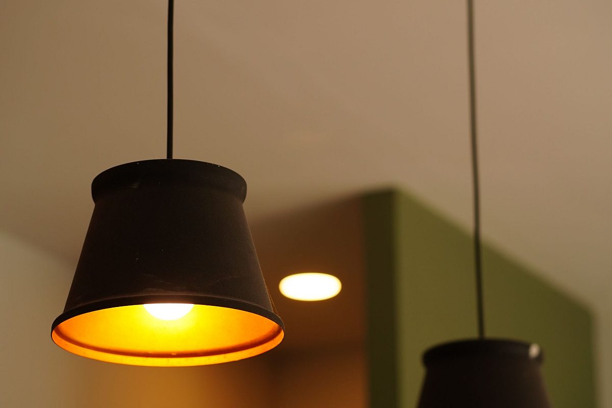 Pendant lighting fitted in a domestic hallway